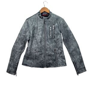 RARE Alpine Stars Motorcycle w/Leather Women's Moto Wash Safety Gray Jacket M